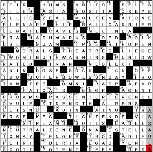 No. 0201 – 09 New York Times Crossword Answers