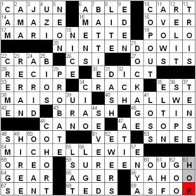 2 Feb 09 New York Times Crossword Answers