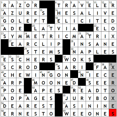 0221-09 New York Times Crossword Answers 21 Feb 09