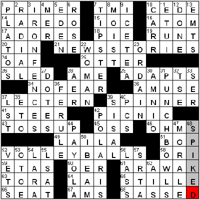 0225-09 New York Times Crossword Answers 25 Feb 09