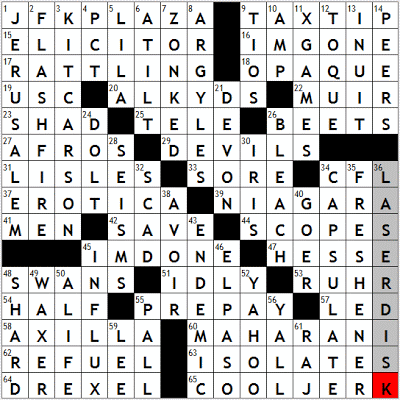 0314-09 New York Times Crossword Answers 14 Mar 09