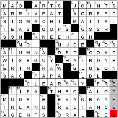 0316-09 New York Times Crossword Answers 16 Mar 09