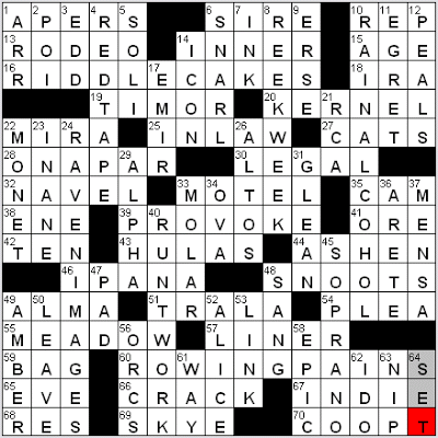 0318-09 New York Times Crossword Answers 18 Mar 09