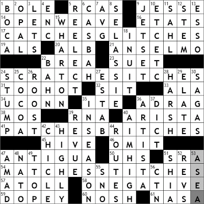0325-09 New York Times Crossword Answers 25 Mar 09