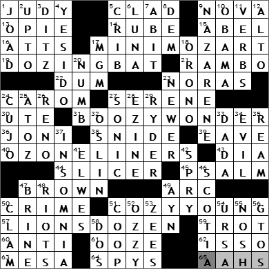 0409-09 New York Times Crossword Answers 9 Apr 09