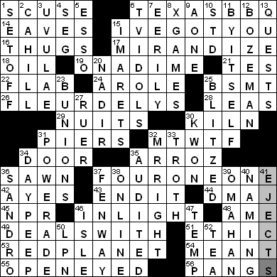 0417-09 New York Times Crossword Answers 17 Apr 09