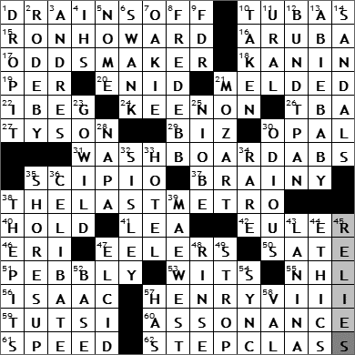 0425-09 New York Times Crossword Answers 25 Apr 09