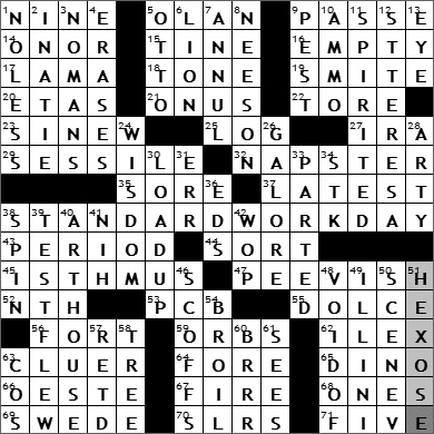 0429-09 New York Times Crossword Answers 29 Apr 09