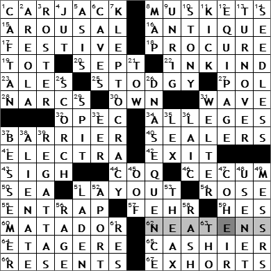 0501-09 New York Times Crossword Answers 1 May 09