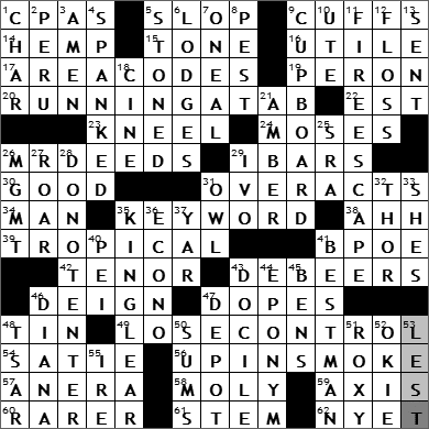 0506-09 New York Times Crossword Answers 6 May 09
