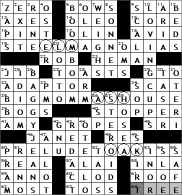 0525-09 New York Times Crossword Answers 25 May 09