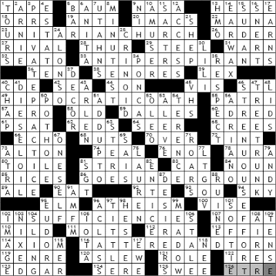 0531-09 New York Times Crossword Answers 31 May 09