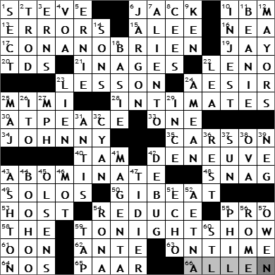 0601-09 New York Times Crossword Answers 1 Jun 09