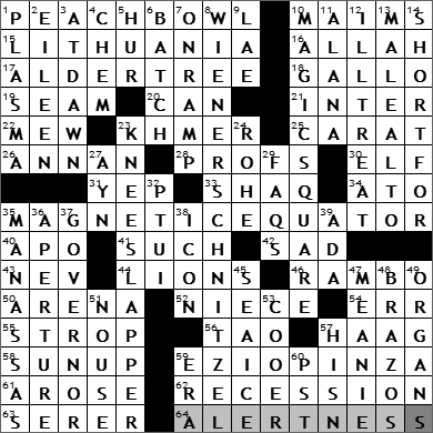 0613-09 New York Times Crossword Answers 13 Jun 09