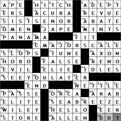 0622-09 New York Times Crossword Answers 22 Jun 09