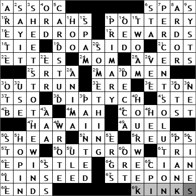 0625-09 New York Times Crossword Answers 25 Jun 09