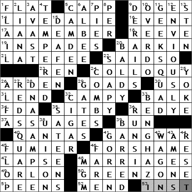 0626-09 New York Times Crossword Answers 26 Jun 09