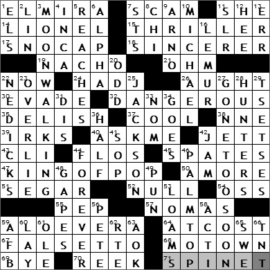 0701-09 New York Times Crossword Answers 1 Jul 09