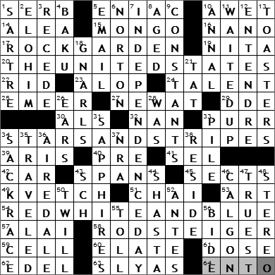 0704-09 New York Times Crossword Answers 4 Jul 09