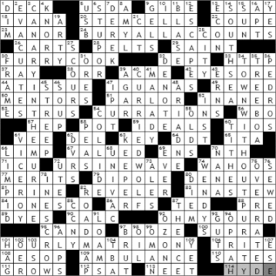 0719-09 New York Times Crossword Answers 19 Jul 09