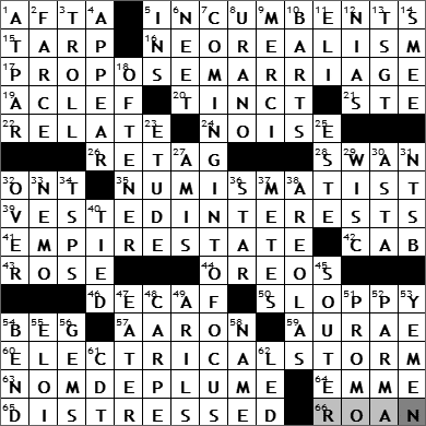 0725-09 New York Times Crossword Answers 25 Jul 09
