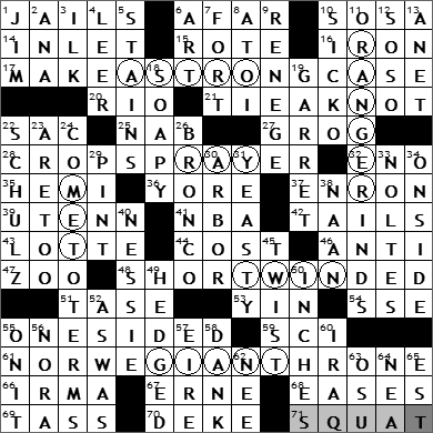 0729-09 New York Times Crossword Answers 29 Jul 09