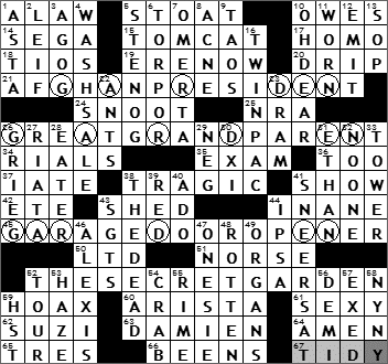 0819-09 New York Times Crossword Answers 19 Aug 09