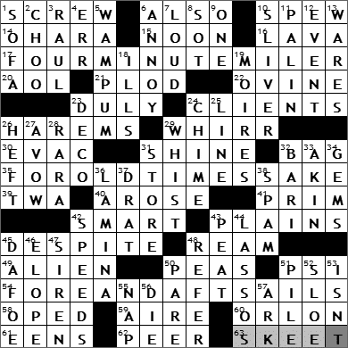 0831-09 New York Times Crossword Answers 31 Aug 09