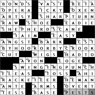 0901-09 New York Times Crossword Answers 1 Sep 09