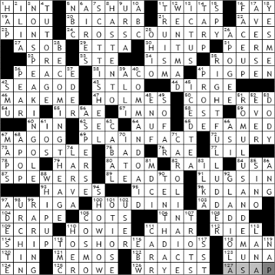 0906-09 New York Times Crossword Answers 6 Sep 09