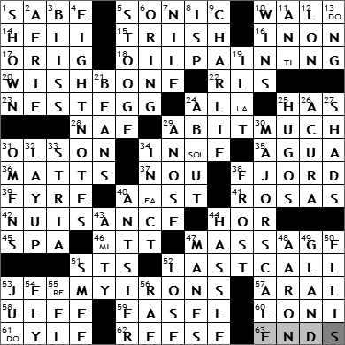 0910-09 New York Times Crossword Answers 10 Sep 09