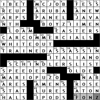 0911-09 New York Times Crossword Answers 11 Sep 09