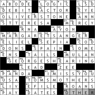 0914-09 New York Times Crossword Answers 14 Sep 09