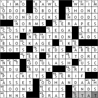 1019-09 New York Times Crossword Answers 19 Oct 09