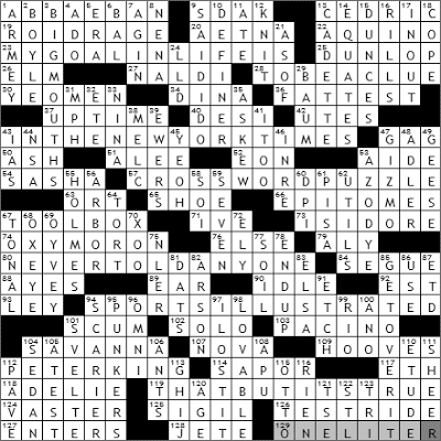 1025-09 New York Times Crossword Answers 25 Oct 09