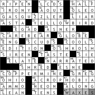 1113-09 New York Times Crossword Answers 13 Nov 09