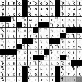 1126-09 New York Times Crossword Answers 26 Nov 09