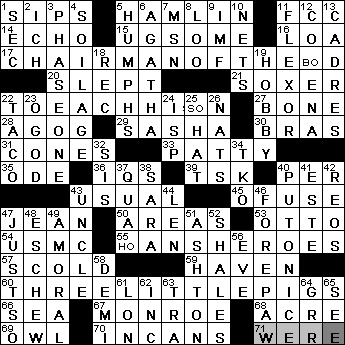 1231-09 New York Times Crossword Answers 31 Dec 09