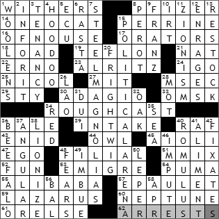 0101-10 New York Times Crossword Answers 1 Jan 10