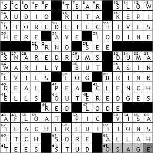 0105-10 New York Times Crossword Answers 5 Jan 10