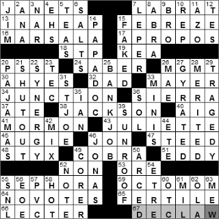 1012-10: New York Times Crossword Answers 12 Oct 10, Tuesday