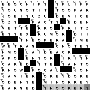 1015-10: New York Times Crossword Answers 15 Oct 10, Friday