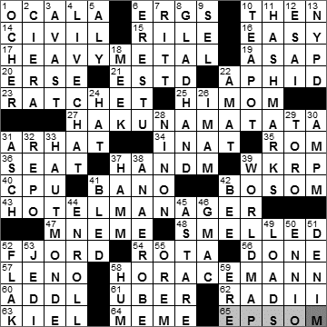 1020-10: New York Times Crossword Answers 20 Oct 10, Wednesday