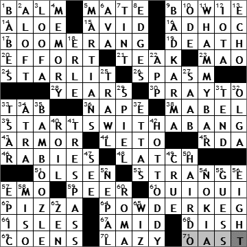 1025-10: New York Times Crossword Answers 25 Oct 10, Monday