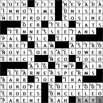 1103-10: New York Times Crossword Answers 3 Nov 10, Wednesday