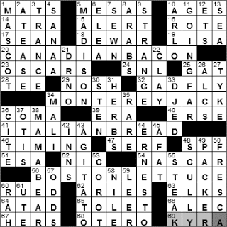 1122-10: New York Times Crossword Answers 22 Nov 10, Monday