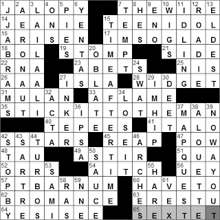 1231-10: New York Times Crossword Answers 31 Dec 10, Friday