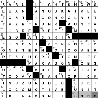 0101-11: New York Times Crossword Answers 1 Jan 11, Saturday