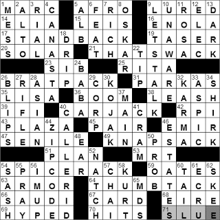 0103-11: New York Times Crossword Answers 3 Jan 11, Monday