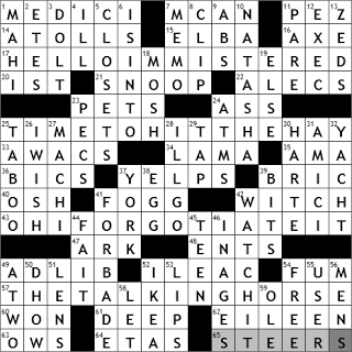 0105-11: New York Times Crossword Answers 5 Jan 11, Wednesday